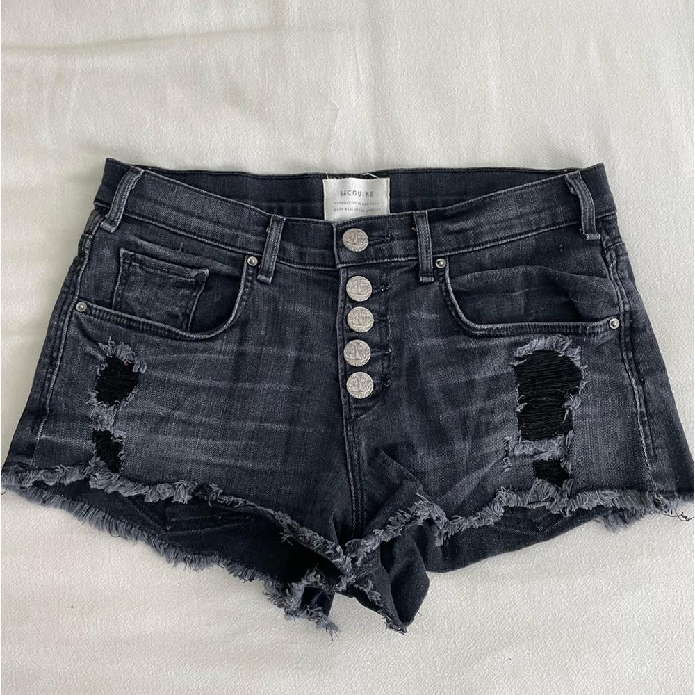 McGuire Denim Distressed Buttonfly Denim Shorts